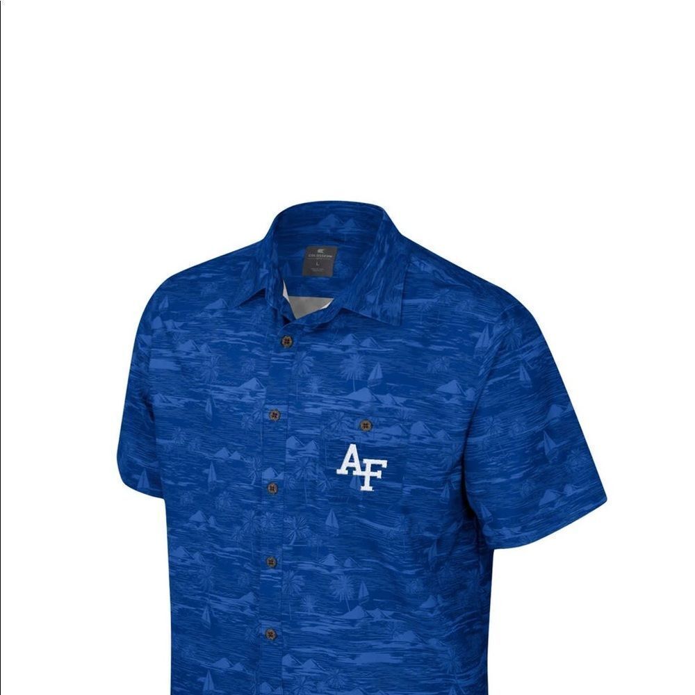 Colosseum Mens Royal Air Force Falcons Ozark Button-Up Shirt L Blue NWT in packg